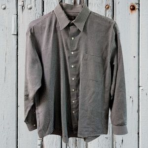 Mens HW New York houndstooth Shirt heavier weight cotton black white size 17 LG